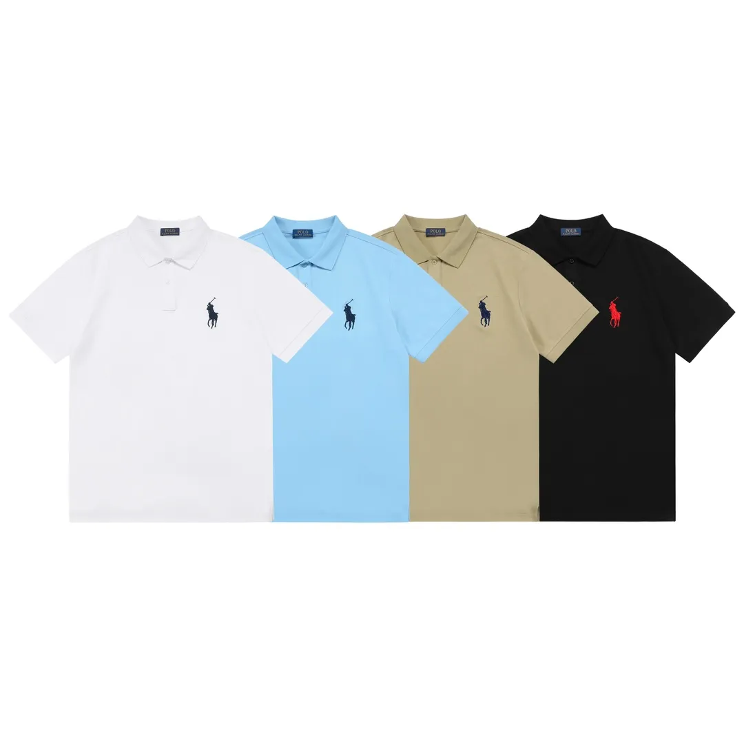 🅿️190 RALPH LAUREN 2025 new style classic polo embroidered little bee logo, same style for men and women, casual polo shirt ·Customized pique cotton fabric ·Imported Tajima machine embroidery technology ·Collar label, hangtag, main mark and three complete labels Color: black Size: M-XXXL